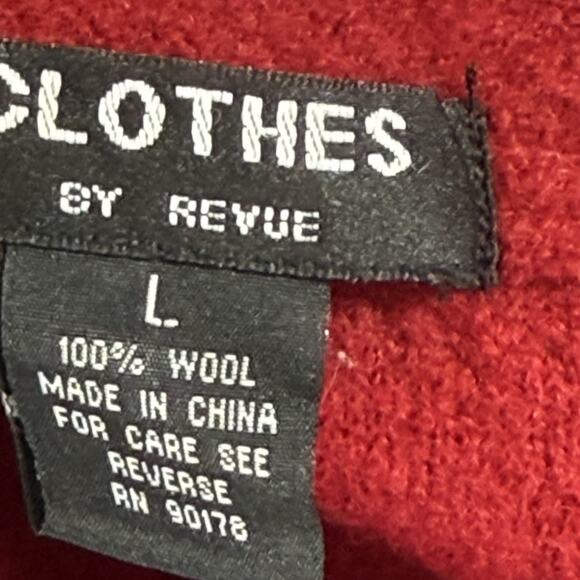 VTG Clothes By Revue Trench Coat Jacket Sz L Red 100% Boiled Wool Lightweight - Picture 4 of 5